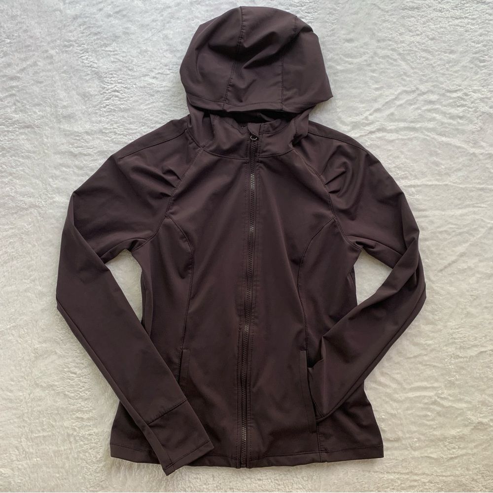 Yogalicious Lightweight Full-Zip Hooded Workout Jacket Deep Purple | Medium - Picture 1 of 5